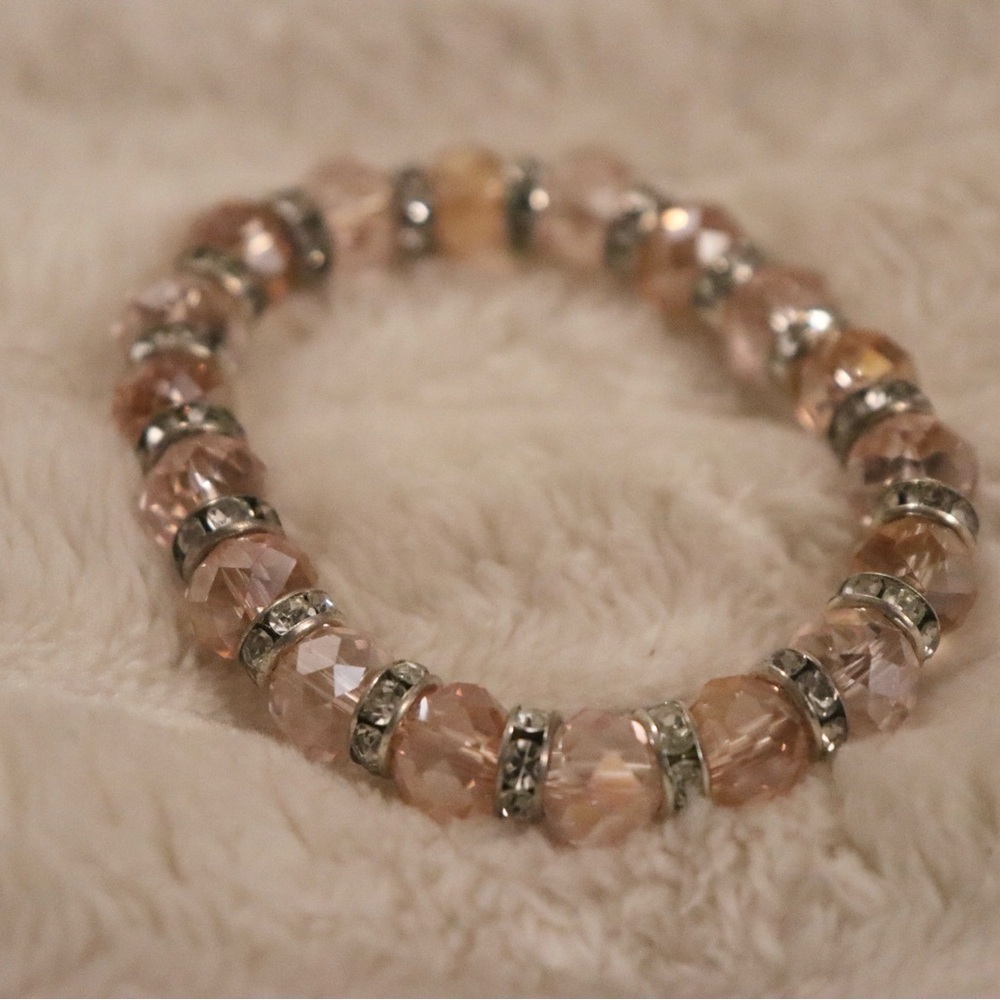 Pink Crystal Beaded Bracelet